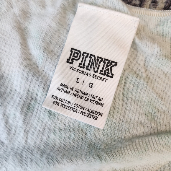 PINK Fringed Tank Top Semi Sheer Tie Dye Turquoise and White - Picture 3 of 5